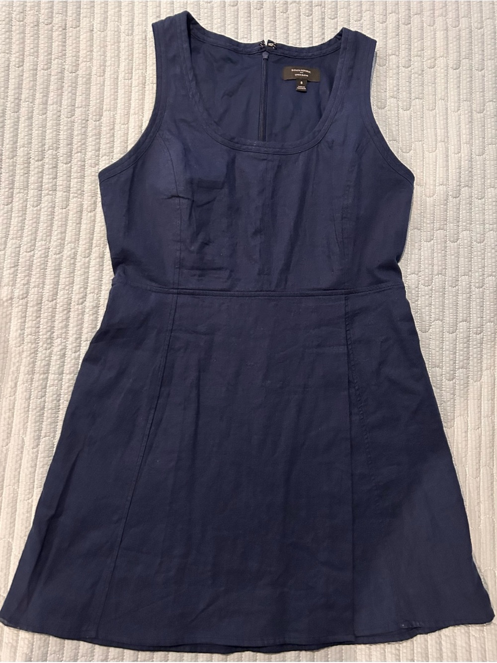 Banana Republic Navy Sleeveless A-Line Linen Dress